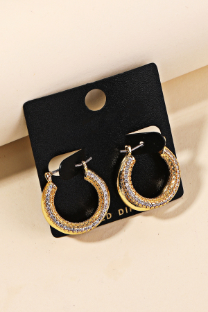 Gold Dipped Pave Mini Layered Hoop Earrings
