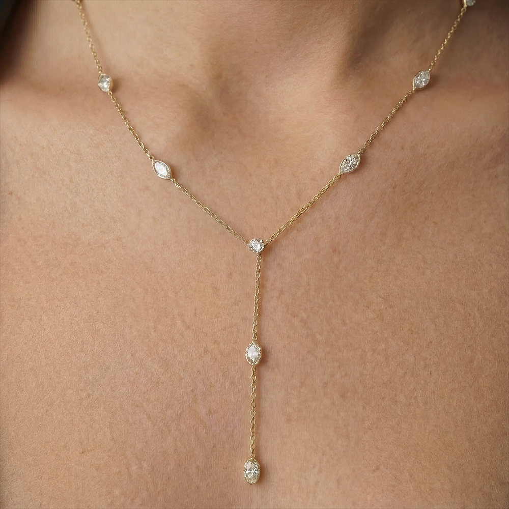 Dainty Chain Rhinestone Y Necklace