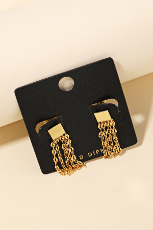 Gold Dipped Mini Chain Dangle Earrings
