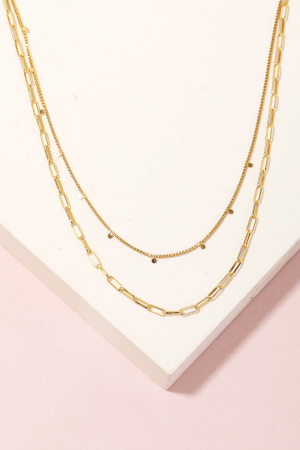Gold Dipped Mixed Chains Necklace