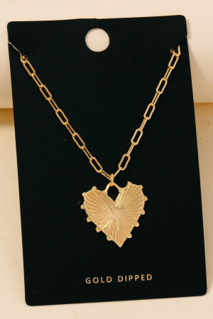 Gold Dipped Shining Heart Pendant Necklace