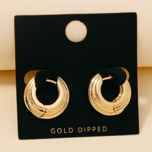Gold Dipped Ridged Hinge Hoop Earrings
