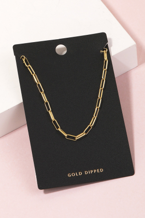 Gold Dipped Oval Chain Necklace