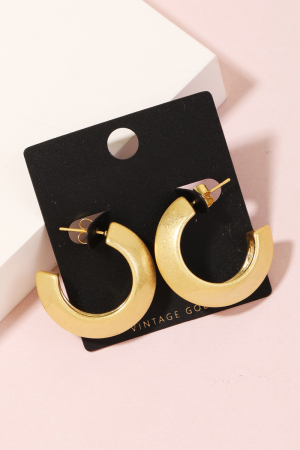 Vintage Gold Creased Hoop Earrings