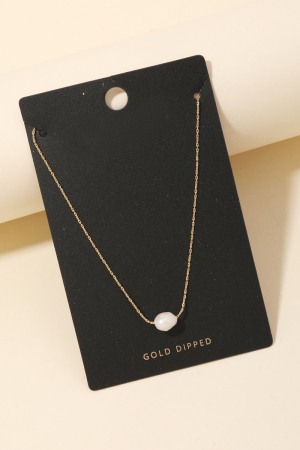 Gold Dipped Pearl Charm Dainty Chain Necklace