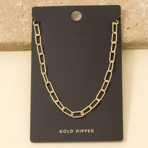 Gold Dipped Dainty Textured Oval Chain Necklace