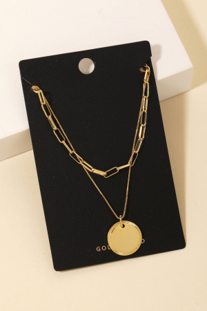 Gold Dipped Coin Pendant Necklace