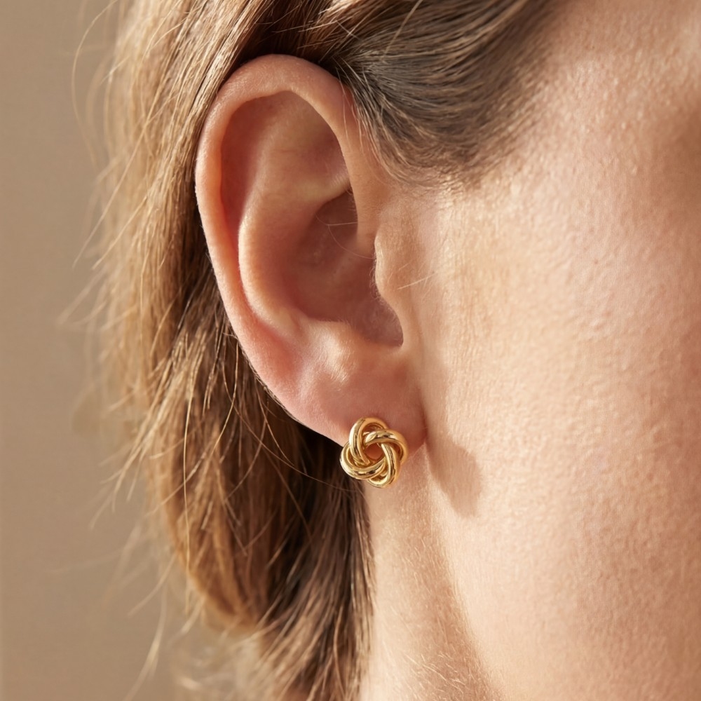 Gold Dipped Knotted Stud Earrings