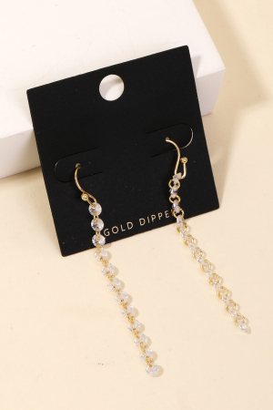 Gold Dipped Rhinestone Chain Dangle Earrings