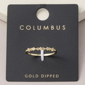 Gold Dipped Kite Cz Station Chain Link Ring