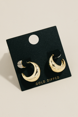 Gold Dipped Curved Hoop Earrings