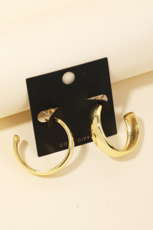 Gold Dipped Beveled Hoop Earrings