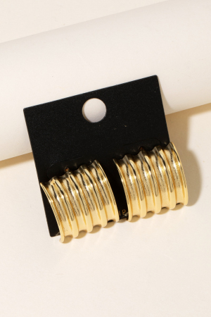 Gold Dipped Wide Ribbed Hoop Earrings