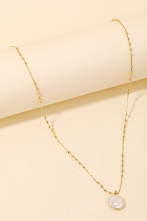 Gold Dipped Dainty Chain Pearl Pendant Necklace