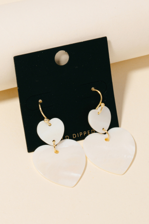 Gold Dipped Sea Shell Hearts Dangle Earrings
