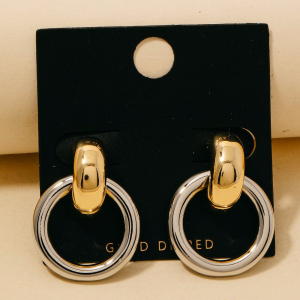 Gold Dipped Two Tone Door Knocker Earrings