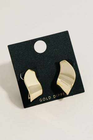 Gold Dipped Angled J Hoop Earrings