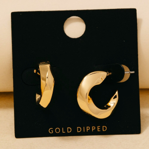 Gold Dipped Small Twisted Square Tube Hoop Earrings