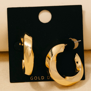 Gold Dipped Twisted Square Tube Hoop Earrings