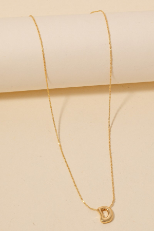 Gold Dipped Bubble Letter Pendant Necklace