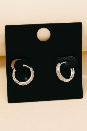 Gold Dipped Cz Pave Hinge Hoop Earrings