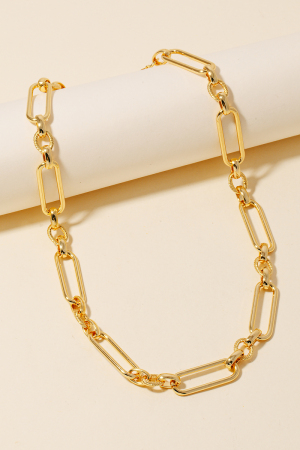 Gold Dipped Long Oval Chain Link Necklace