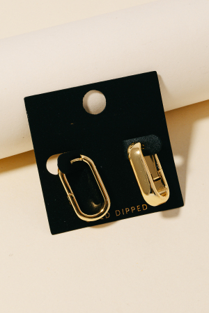 Gold Dipped Wide Oval Hinge Hoop Earrings