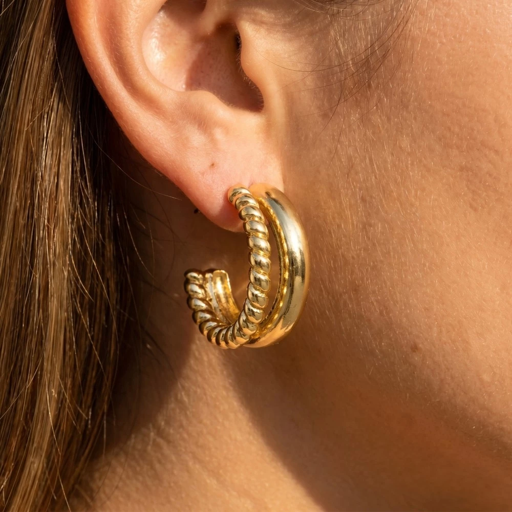 Gold Dipped Layered Hoop Earrings