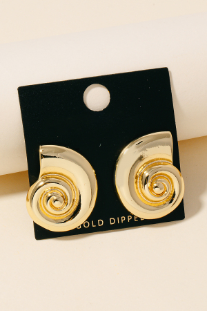 Gold Dipped Snail Shell Stud Earrings