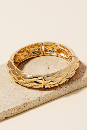 Quilted Pattern Metallic Elastic Bangle Bracelet