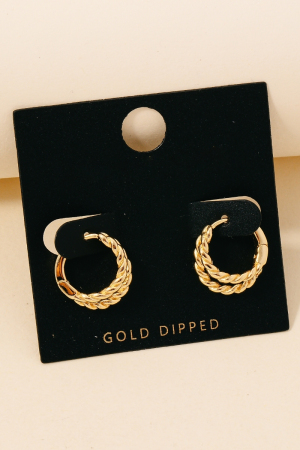 Gold Dipped Layered Twisted Hoop Earrings