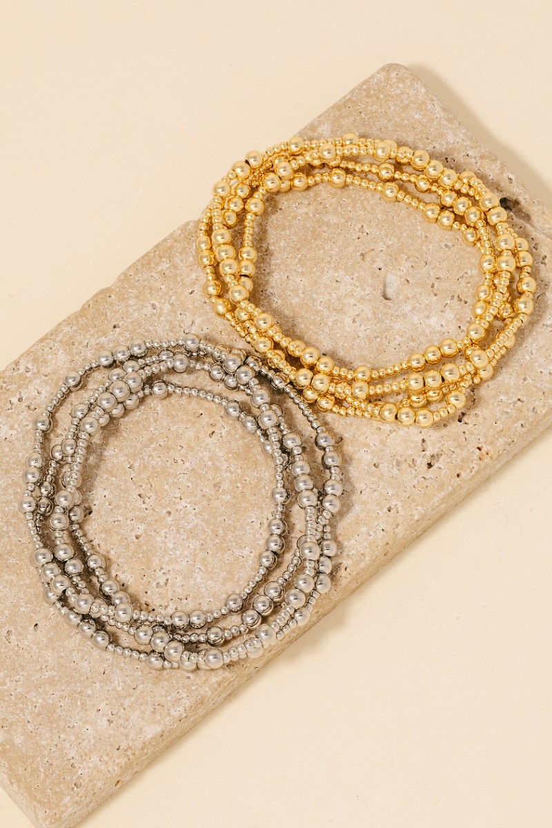 Gold Dipped Mixed Beaded Bracelet Set