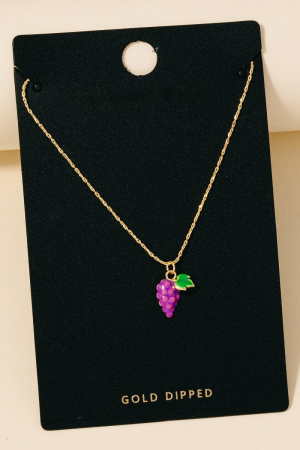 Gold Dipped Epoxy Grapes Pendant Necklace