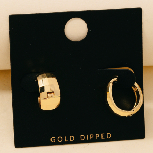 Gold Dipped Geometric Hinge Hoop Earrings