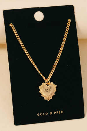 Gold Dipped Shining Heart Pendant Necklace