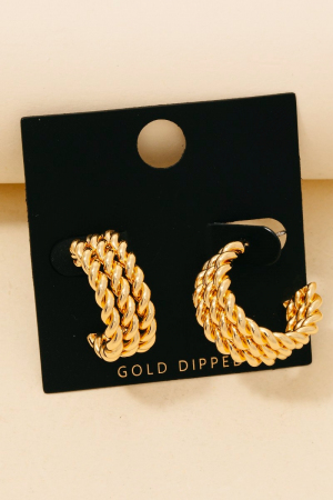Gold Dipped Layered Twisted Hoop Earrings