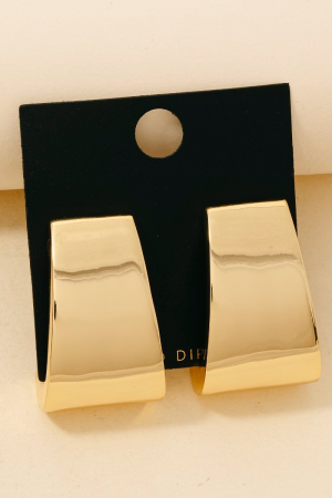 Gold Dipped Wide Flat J Drop Earrings