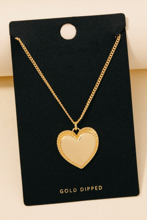 Gold Dipped Intricate Heart Pendant Necklace