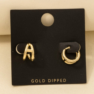 Gold Dipped Mini Initial Letter Hoop Earrings
