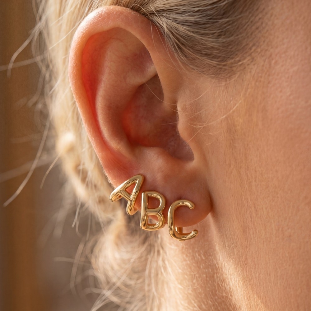 Gold Dipped Mini Initial Letter Hoop Earrings