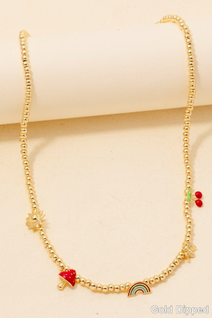 Gold Dipped Mixed Charms Beaded Necklace