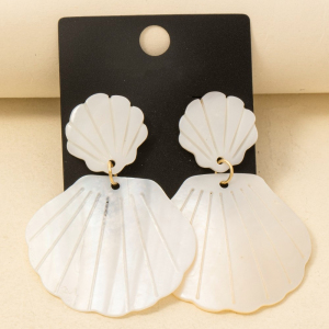 Mother Of Pearl Clam Shell Dangle Earrings