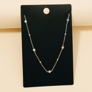 Gold Dipped Cz Station Charms Necklace