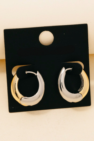 Gold Dipped Two Tone Hinge Hoop Earrings