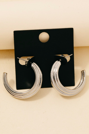 Gold Dipped Large Ridged Hoop Earrings