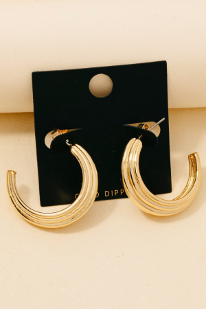 Gold Dipped Large Ridged Hoop Earrings