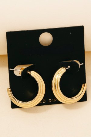 Gold Dipped Ridged Hoop Earrings