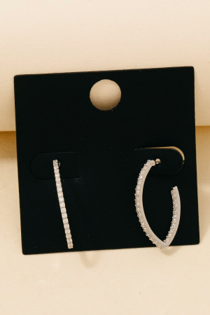 Gold Dipped Cz Pave Edge Oval Hoop Earrings