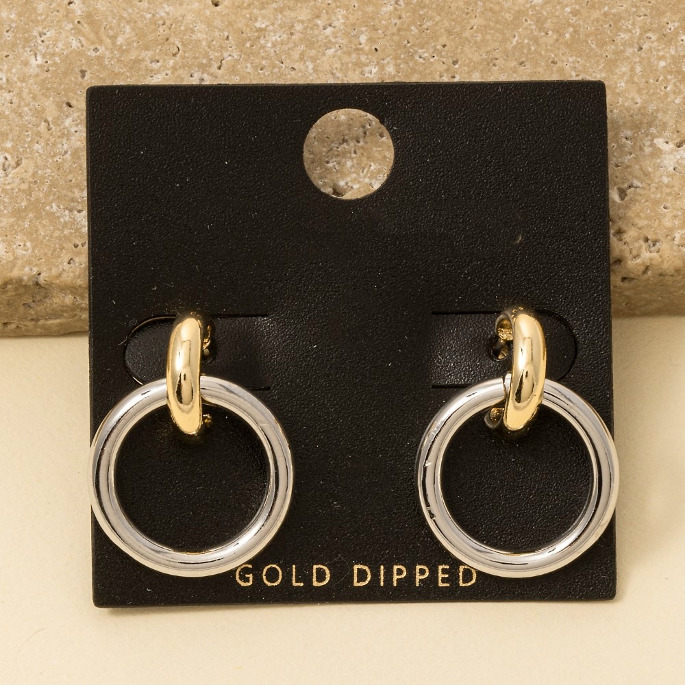 Gold Dipped Two Tone Hoop Earrings