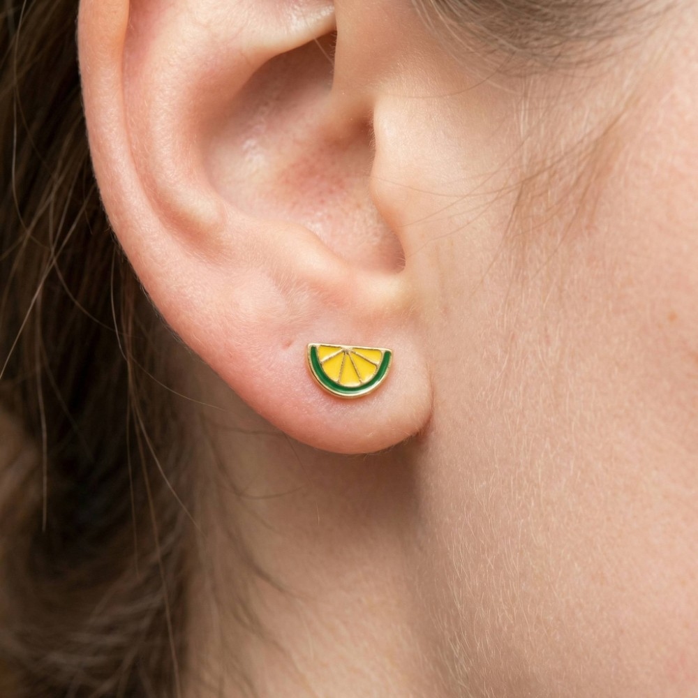 Gold Dipped Lime Stud Earrings